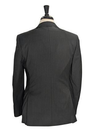 Canali Charcoal Pinstriped Fully-Canvassed 100% Wool Suit 36R