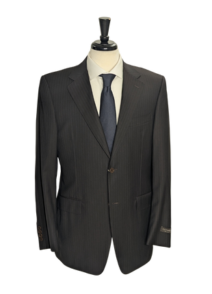 Canali Brown Pinstriped 100% Wool Suit 40L