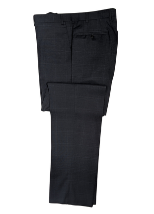 Canali Navy Plaid Wool Blend Suit 44S
