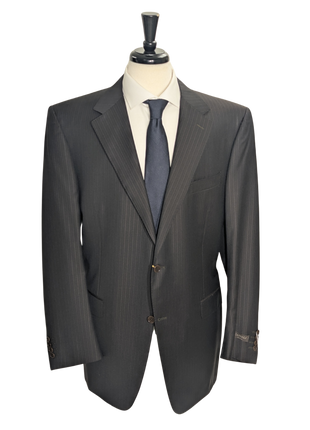 Canali Brown Pinstriped 100% Wool Suit 48L