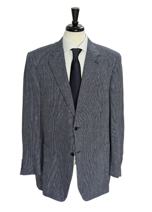 Canali Blue Pinstriped 100% Linen Suit 48L