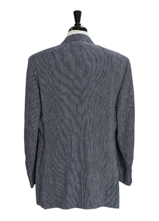Canali Blue Pinstriped 100% Linen Suit 48L