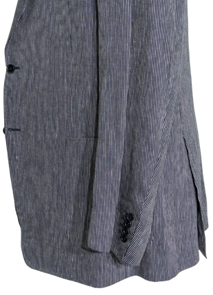 Canali Blue Pinstriped 100% Linen Suit 48L