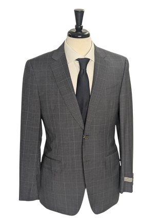 Canali Gray Glen Plaid 100% Wool Suit 40R