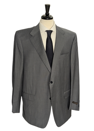 Canali Gray Pinstriped Fully-Canvassed 100% Wool Suit 50L