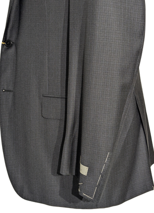 Canali Gray Micro Check 100% Wool Suit 44L