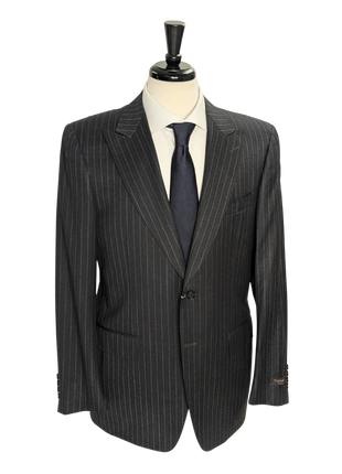 Canali Charcoal Pinstripe Peak Lapel 100% Wool Suit 40R
