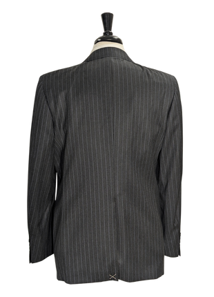 Canali Charcoal Pinstripe Peak Lapel 100% Wool Suit 40R