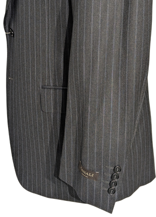 Canali Charcoal Pinstripe Peak Lapel 100% Wool Suit 40R