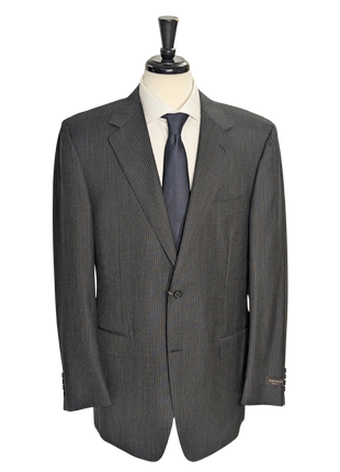 Canali Charcoal Pinstriped 100% Wool Suit 44L