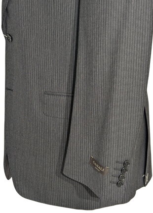 Canali Charcoal Pinstriped 100% Wool Suit 44L