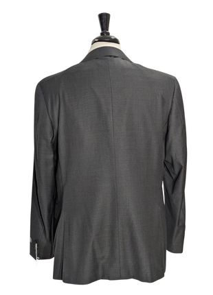 Canali Charcoal Grey Solid Notch Lapel 100% Wool 2 Button Suit 44R