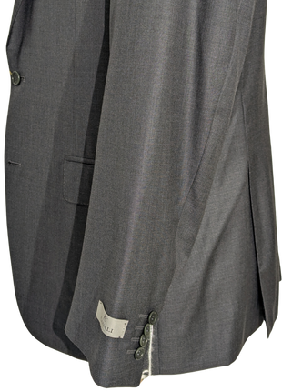 Canali Charcoal Grey Solid Notch Lapel 100% Wool 2 Button Suit 44R