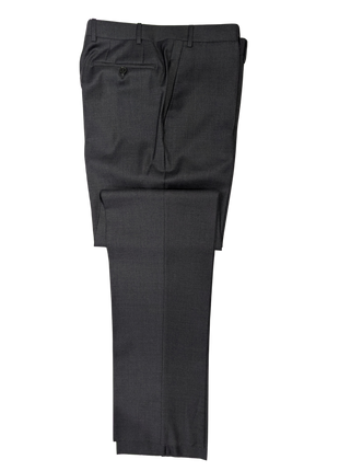 Canali Charcoal Grey Solid Notch Lapel 100% Wool 2 Button Suit 44R