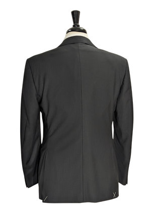Canali Black Tonal Striped 100% Wool Suit 38R
