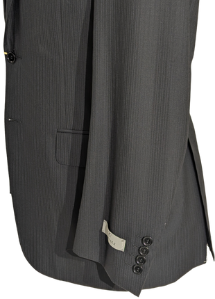 Canali Black Tonal Striped 100% Wool Suit 38R