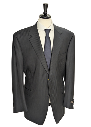 Canali Navy Pinstriped Fully-Canvassed Wool-Silk Suit 50L