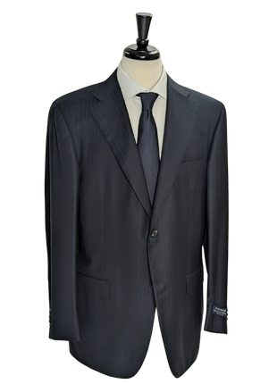 Canali Navy Pinstriped 100% Wool Suit 44R