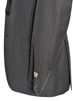 Canali Charcoal Pinstriped 100% Wool Suit 38R - The Suit Depot