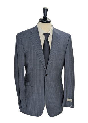 Canali Blue Pinstriped 100% Wool Suit 38R
