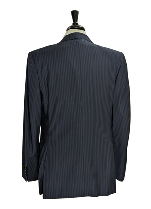 Canali Navy Pinstriped Fully-Canvassed 100% Wool Suit 40L