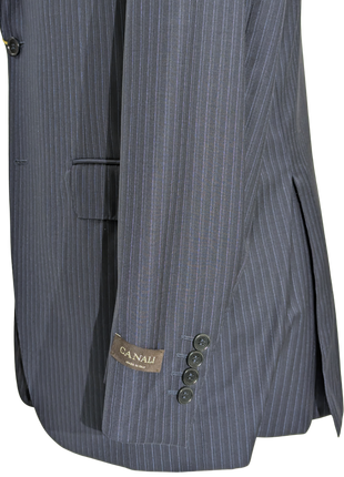 Canali Navy Pinstriped Fully-Canvassed 100% Wool Suit 40L