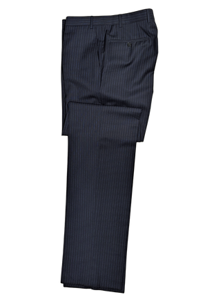 Canali Navy Pinstriped Fully-Canvassed 100% Wool Suit 40L