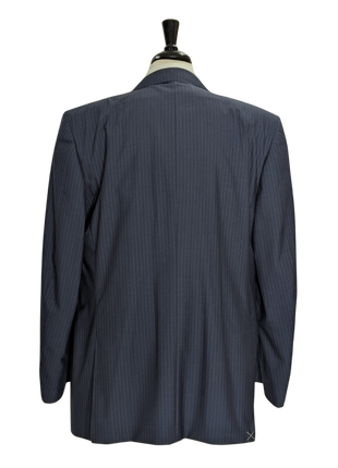 Canali Blue Tonal Pinstriped 100% Wool Suit 48L