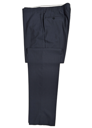 Canali Blue Tonal Pinstriped 100% Wool Suit 48L