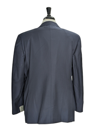 Canali Navy Tonal Pinstriped 100% Wool Suit 46R