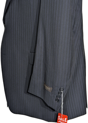 Canali Navy Pinstriped 100% Wool Suit 52L