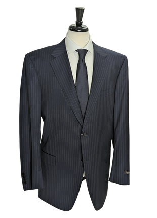 Canali Navy Pinstriped 100% Wool 2 Button Suit 50L