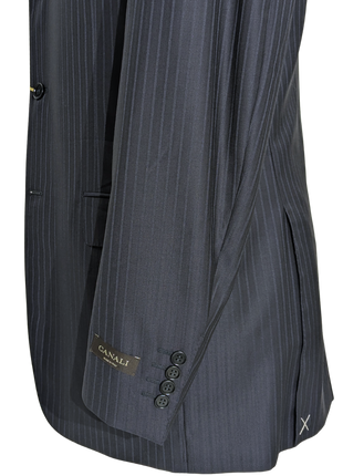 Canali Navy Pinstriped 100% Wool 3-Button Suit 38L