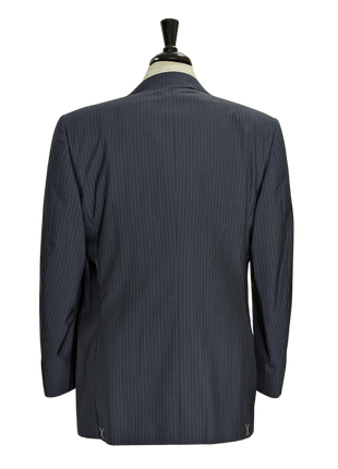 Canali Blue Tonal Pinstriped 100% Wool 3-Button Suit 40L