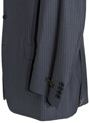 Canali Blue Tonal Pinstriped 100% Wool 3-Button Suit 40L