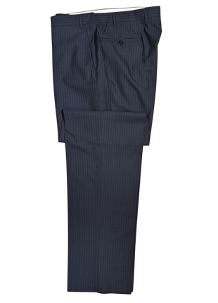 Canali Blue Tonal Pinstriped 100% Wool 3-Button Suit 40L