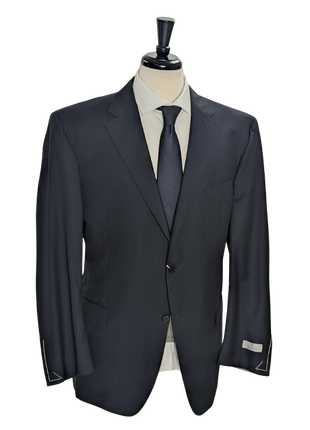 Canali Navy Pinstriped 100% Wool Suit 48R