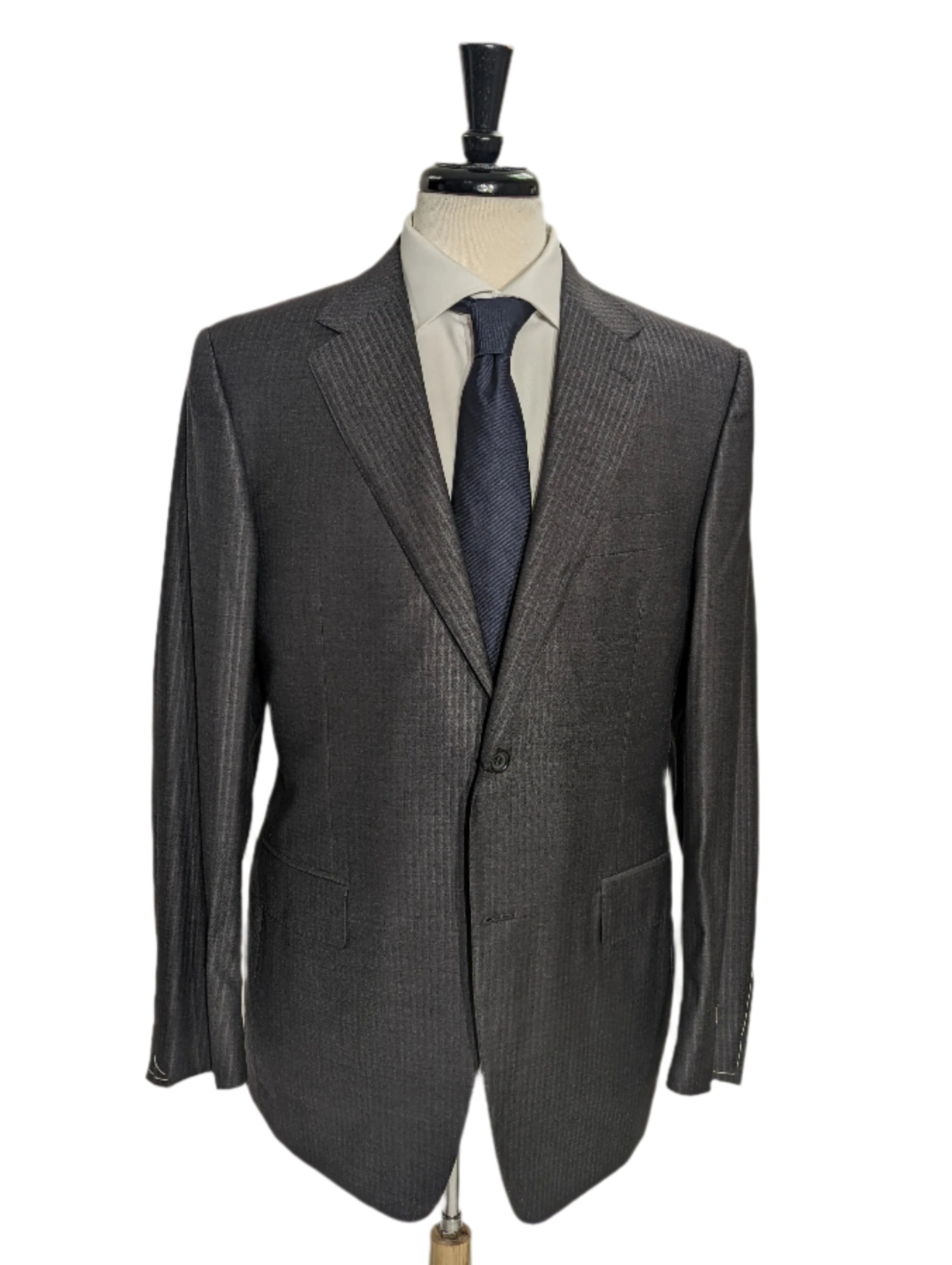 Canali Exclusive Charcoal Herringbone Wool-Silk Suit 40R – The