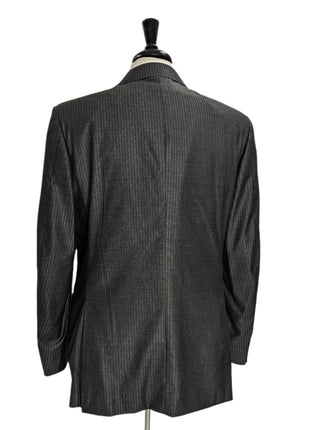Canali Exclusive Charcoal Herringbone Wool-Silk Suit 40R