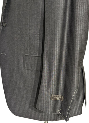 Canali Exclusive Charcoal Herringbone Wool-Silk Suit 40R