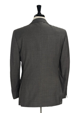 Canali Gray Herringbone 100% Wool Suit 44R