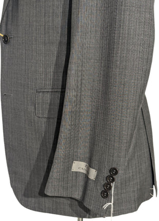 Canali Gray Herringbone 100% Wool Suit 44R