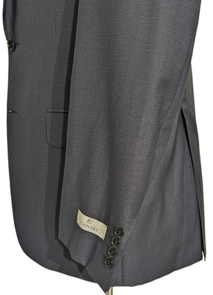 Canali Navy Woven Pattern 100% Wool Suit 40R