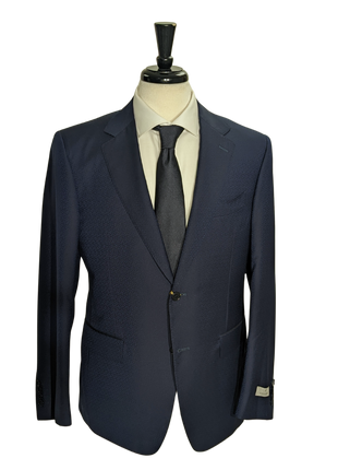 Canali Blue Woven Pattern 100% Wool Suit 40R