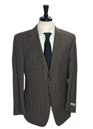 Canali Charcoal Glen Plaid 100% Wool Suit 40R