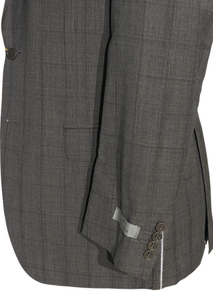 Canali Charcoal Glen Plaid 100% Wool Suit 40R