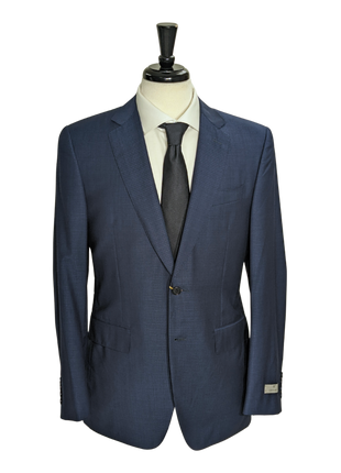 Canali Blue Woven Pattern 100% Wool Suit 40R