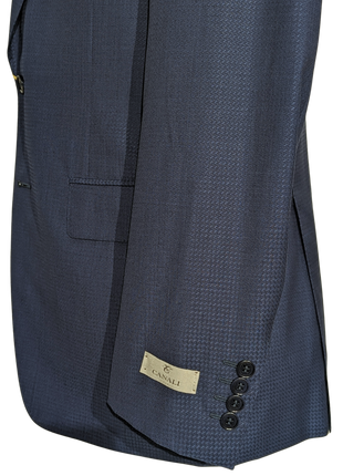 Canali Blue Woven Pattern 100% Wool Suit 40R