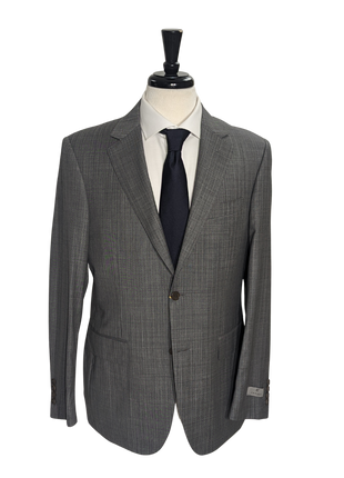 Canali Gray Herringbone 100% Wool Suit 40R