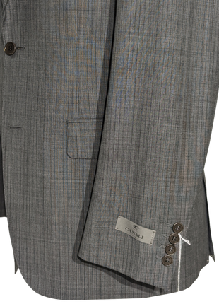 Canali Gray Herringbone 100% Wool Suit 40R